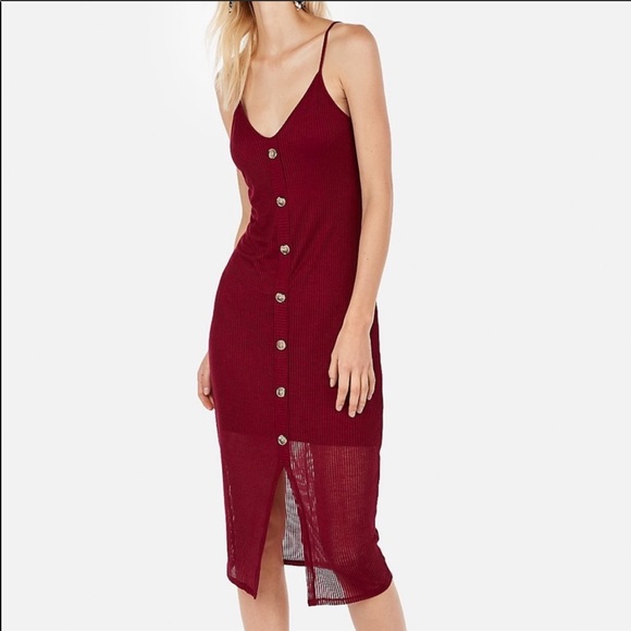 Express Dresses & Skirts - Ribbed button front midi dress